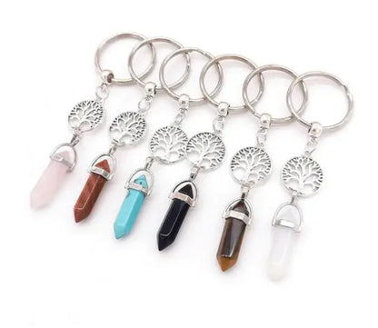 20 stücke Natürliche Raue Rohstein Kristall Quarz Schlüsselbund Frauen Männer Handtasche Hangle Auto Schlüssel Halter Raw Mineral Stein Schlüsselring schmuck