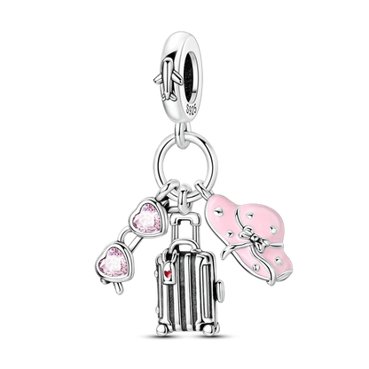 Original-Charm-Perle aus 925er-Sterlingsilber mit eingelegtem Zirkonium, Schleife, Liebesherz, Ballon-Anhänger, passend für Armbänder, DIY-Schmuckmarkierung