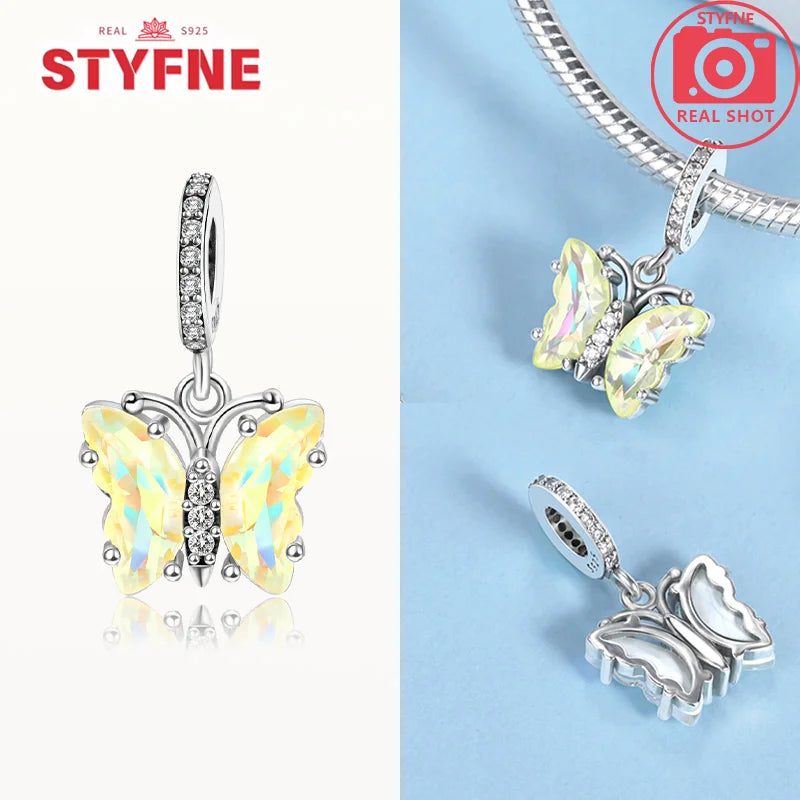 Neue Silber 925 Blaue Libelle Schmetterling Charms Perlen Fit Original Armband für Frauen DIY Edlen Schmuck Zubehör Perlen Geschenke