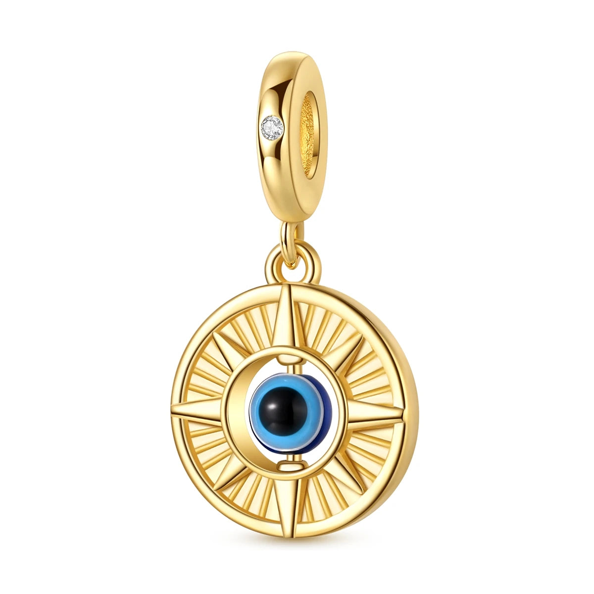Goldfarbene Charms aus 925er Sterlingsilber, original goldene Sicherheitskette, runder Abstandshalter-Clip-Charm, DIY-Schmuck für Damen, Armband, Geschenk