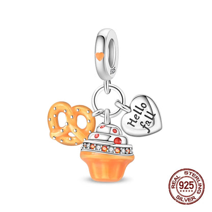 Herbst Neue 925 Sterling Silber Braun Maple Leaf Kürbis Biene Charms Bead Fit 3mm 925 Original Armbänder DIY schmuck Warmes Geschenk