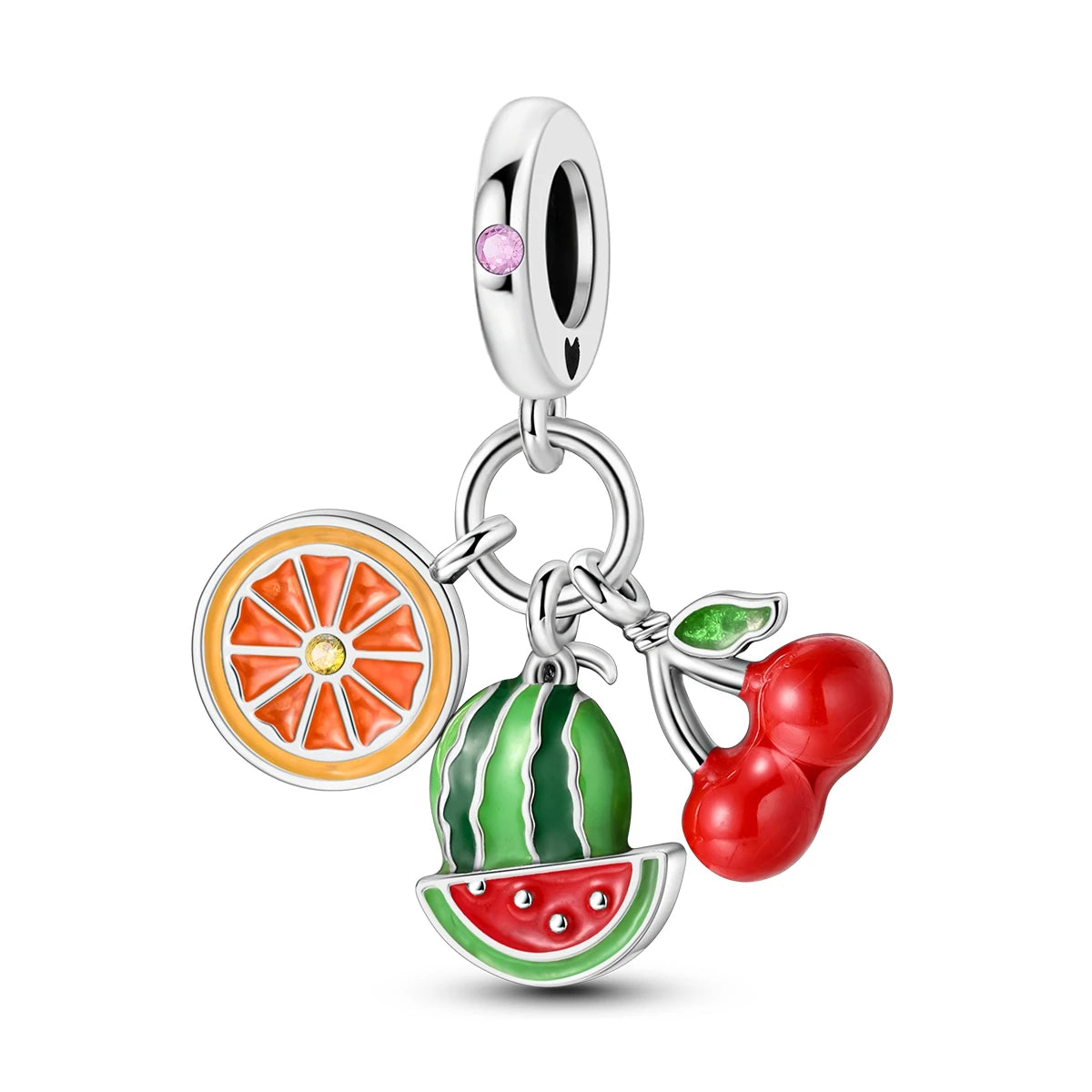 Obst-Charm-Perle aus 925er Silber, Erdbeere, Kirsche, Avocado-Anhänger, passend für Original-Armbänder, DIY-Modeschmuck