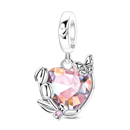Original 925 Sterling Silber Goldene Haustiere Charms Perle Bunte Zirkonium Klee Engel Herz Baumeln Fit Armband DIY Schmuck Geschenk