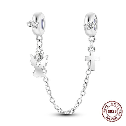 Sicherheitskette Libelle Schmetterling 925er Sterlingsilber Original Marienkäfer Kolibri Charm DIY Schmuckherstellung für Armband Armreif