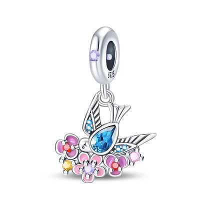 Niedlicher Raupenperlen aus 925er-Sterlingsilber, Schnecke und Bienen, vierblättriges Kleeblatt, baumelnder Charm, passend für Armbänder, bunte Anhänger-Geschenke