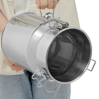 5L/1,32Gal Milchkanne aus Edelstahl, nahtloser Milchkrug, auslaufsicherer Flüssigkeitsbehälter mit dichtem Deckel und Griff