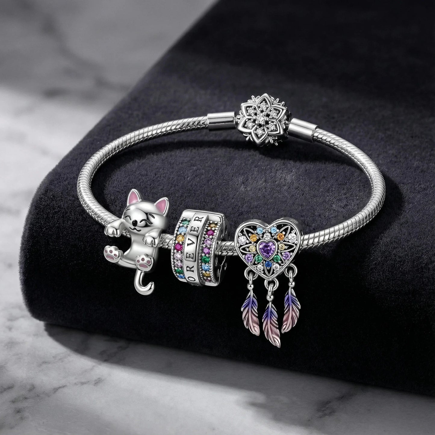925 Sterling Silber Traumfänger-Anhänger mit Zirkonia, passend für DIY-Armband, Halskette, Geschenk für Sie, Colgante Plata