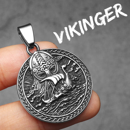 Viking Piraten Amulette Doppelseitige Schnitzerei Männer Halsketten Edelstahl Anhänger Kette Frauen Punk Schmuck Zubehör Geschenke
