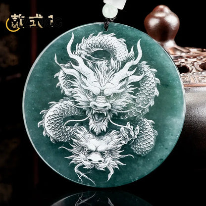 Natürliche Jadeit blau Wasser Neun-Schwanz-Fuchs Anhänger Schatten schnitzen Drachen Männer und Frauen Jade Halskette benutzer definierte exquisite Schmuck