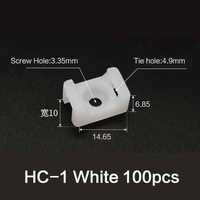 100 Stück Kabelbinder-Halterung, Kabelbefestigungssattel, Kabelklemme, Kabelorganisator, Drahtclip-Halter mit Schraubenlöchern HC-1 HC-2 HC-4