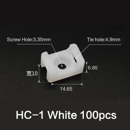 100 Stück Kabelbinder-Halterung, Kabelbefestigungssattel, Kabelklemme, Kabelorganisator, Drahtclip-Halter mit Schraubenlöchern HC-1 HC-2 HC-4