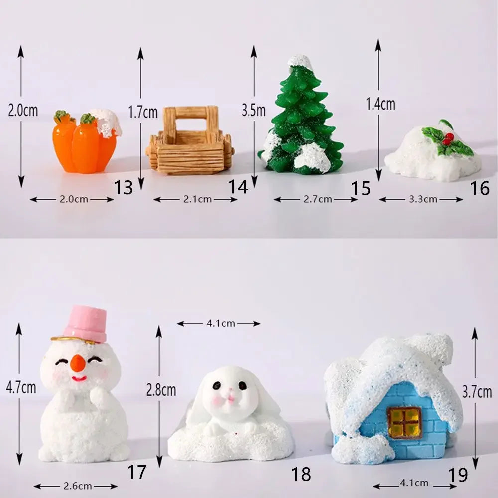 Figuren Miniatur Niedlicher Schneemann Hase Weihnachtskaninchen Mikrolandschaft Ornament Schreibtischzubehör Feengarten Heimdekoration