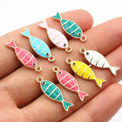 20 Stück 23x7mm Emaille Fisch Charms Anhänger DIY Schmuck Making Zubehör Erkenntnisse für Ohrringe Halskette Armbänder