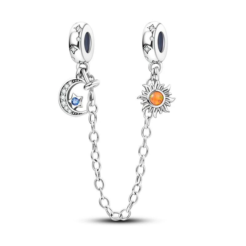 Silber-Charm, 925er-Sterlingsilber, Clip-Charms, Sicherheitsketten-Charm, CZ-Pavé, runde Clip-Perlen, passend für Original-Armbänder, Schmuckherstellung