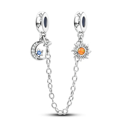 Silber-Charm, 925er-Sterlingsilber, Clip-Charms, Sicherheitsketten-Charm, CZ-Pavé, runde Clip-Perlen, passend für Original-Armbänder, Schmuckherstellung
