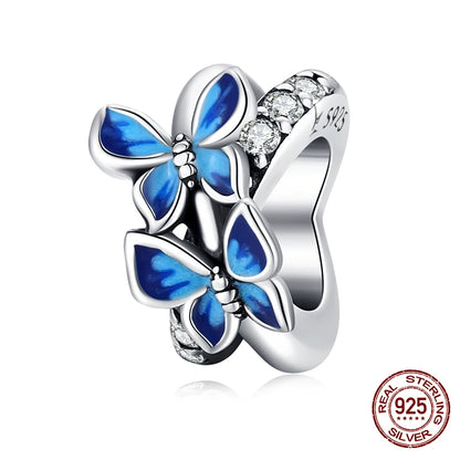 WOSTU 925 Sterling Silber Tier Cat Charm Anhänger Herz Familie Marienkäfer Bee Perlen Fit Original Armband DIY Schmuck Für Frauen