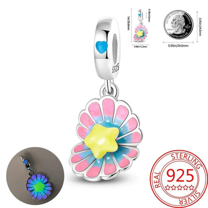 Charms-Anhänger aus 925er-Sterlingsilber mit blauen Ozean-Serie, passend für das DIY-Armband der Marke, Damenschmuck, Geschenke für Freundin