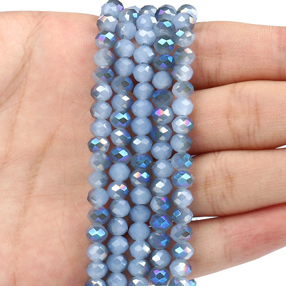 3/4/6/8mm Facettierte Jade Weiße Kristall Glas Perlen Vergoldet Flache Runde Lose Perlen für Schmuck Machen Diy Armband Ohrring