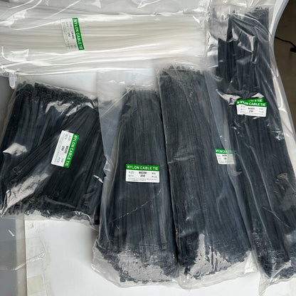 Selbstsichernder Kunststoff-Nylon-Kabelbinder, 300 mm, schwarzer Befestigungsgurt, 250 mm Kabelbinder-Set, 400 Kabelbinder, Befestigungsring, Reißverschluss, Riemenbinder