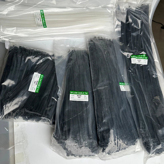 Selbstsichernder Kunststoff-Nylon-Kabelbinder, 300 mm, schwarzer Befestigungsgurt, 250 mm Kabelbinder-Set, 400 Kabelbinder, Befestigungsring, Reißverschluss, Riemenbinder