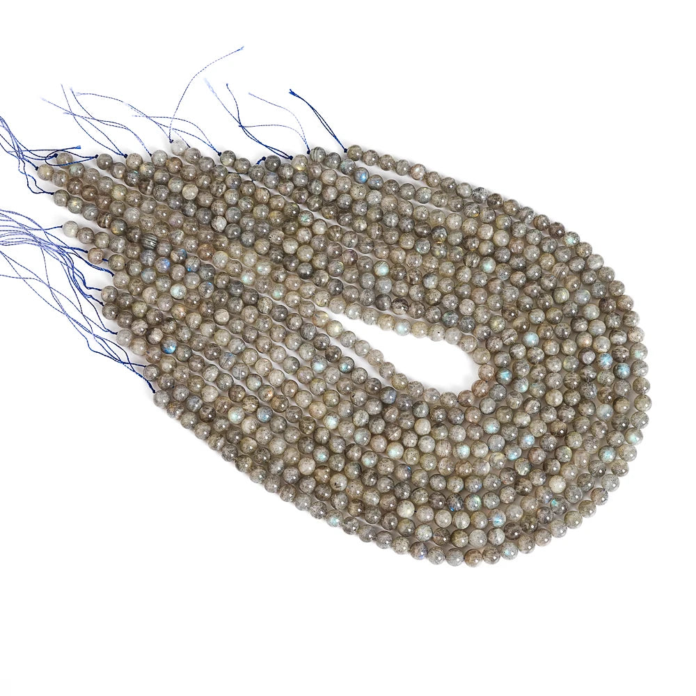 Natürliche graue Labradorit-Perlen, 6 mm, rund, glatt, lose Perlen für DIY-Schmuck, Heilsteine, handgefertigtes Armbandherstellungsmaterial