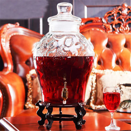 Leere dicke Glas-Enzym-Fass-Weinglas mit Wasserhahn Nicht-Bleiglas Obst traditionelle chinesische Medizin Alkohol flaschen 2,5 l