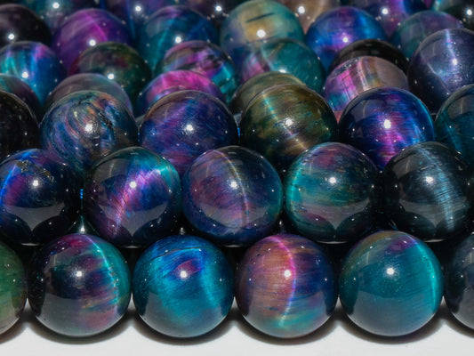 Natural Stone Cat's Eye Aurora Tiger's Eye Beads Gemstone Loose Beads Round Shape Size Options 6/8/10/12mm for Jewelry Making