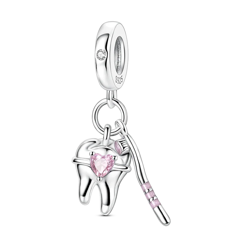 Original-Charm-Perle aus 925er-Sterlingsilber mit eingelegtem Zirkonium, Schleife, Liebesherz, Ballon-Anhänger, passend für Armbänder, DIY-Schmuckmarkierung