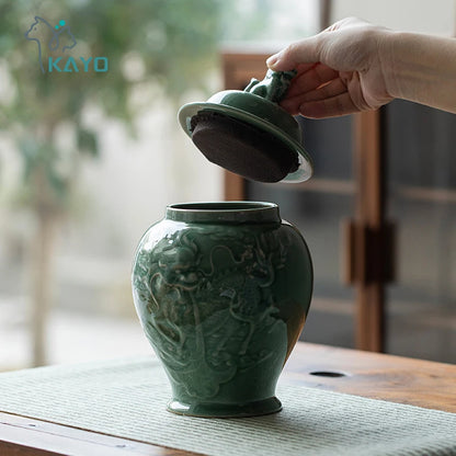 Large handmade pet urn, ceramic hand knife carving process urn for dogs, knife-engraved texture design, special craftsman