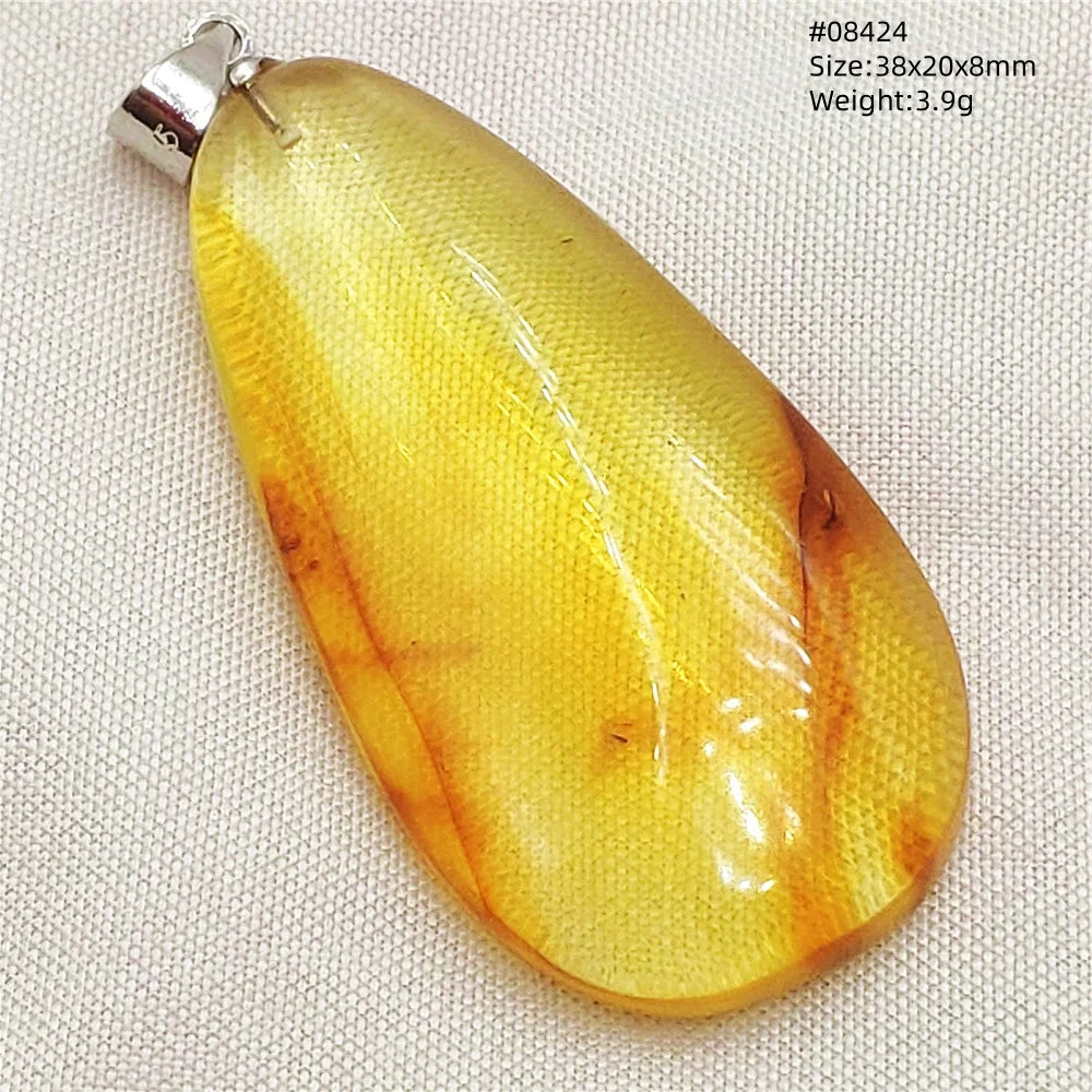 Natürlicher Piebald-Bernstein-Anhänger, gelber Bernstein, 36 x 23 x 14 mm, Edelstein-Anhänger, Halskette, Schmuck, AAAAA