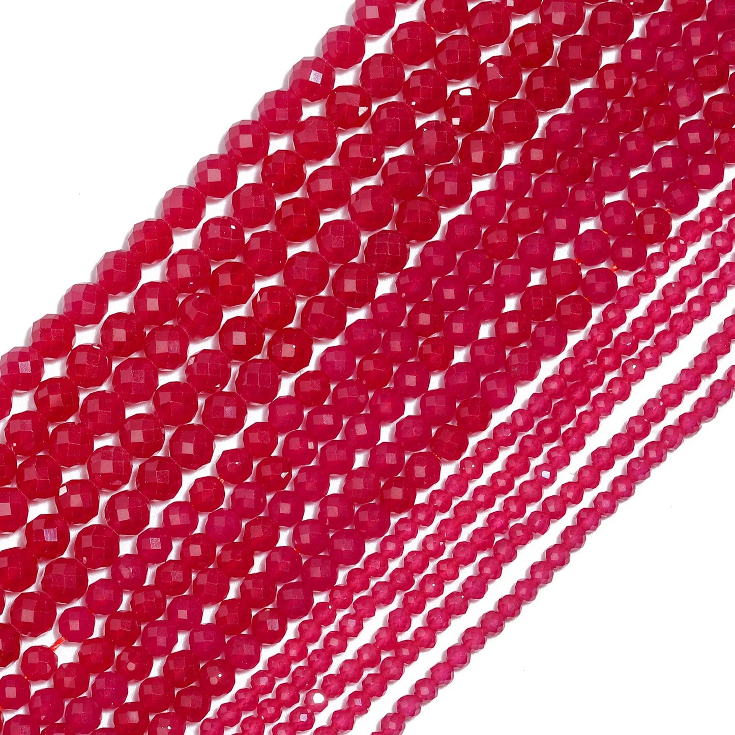 Natürliche Rubin-Korund-Perlen, facettiert, 2, 3, 4 mm, rund, lose Distanzperlen für Schmuckherstellung, DIY, schmales Armband-Zubehör