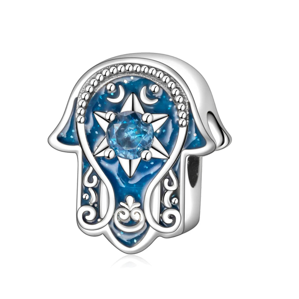 Blue Series Charm-Anhänger aus 925er-Sterlingsilber, Saphir, Baum des Lebens, Flasche, Elefant, Planet, Ozean, Herz, passend für DIY-Armbänder, Halsketten, Geschenke