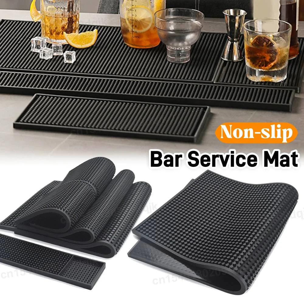 PVC-Barmatte, dick, langlebig, stilvoll, schwarz, Bar-Unterlaufmatte, rutschfest, ungiftig, Servicematte für Kaffeebars, verschleißfest, wasserdicht