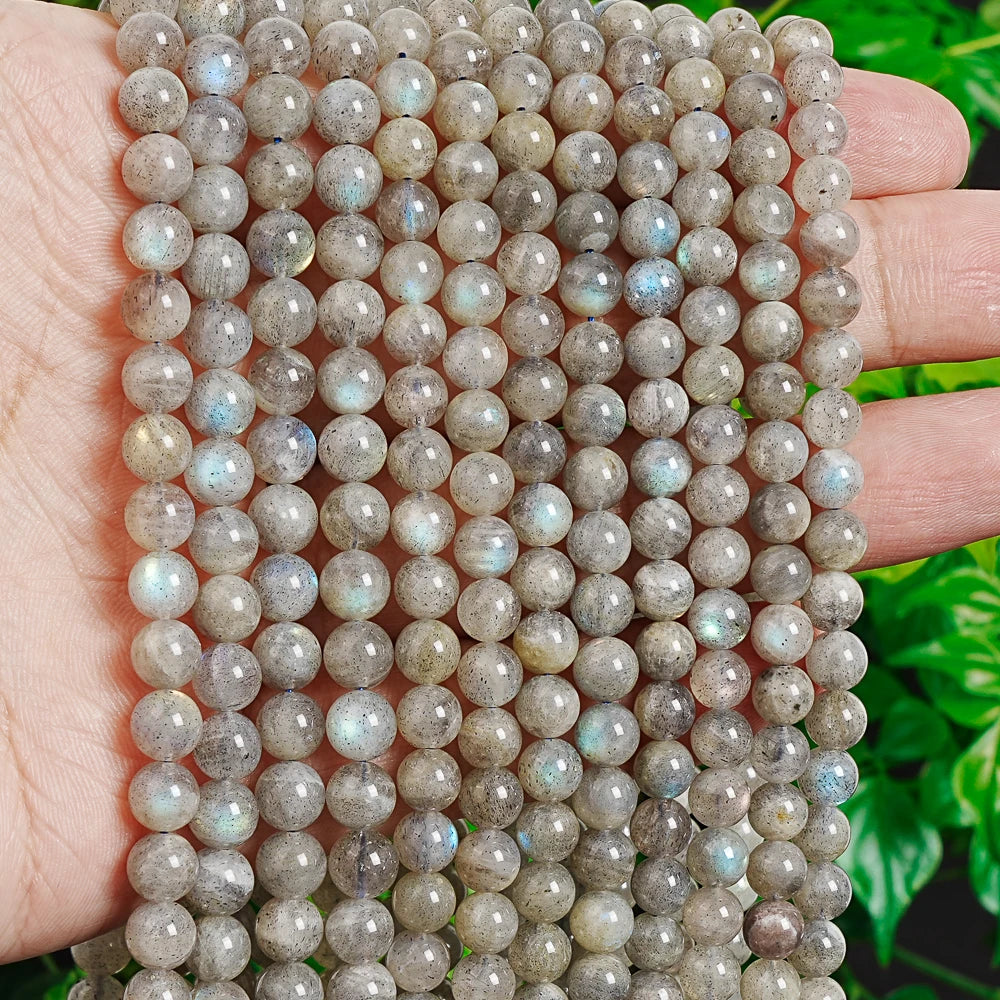 Natürliche graue Labradorit-Perlen, 6 mm, rund, glatt, lose Perlen für DIY-Schmuck, Heilsteine, handgefertigtes Armbandherstellungsmaterial