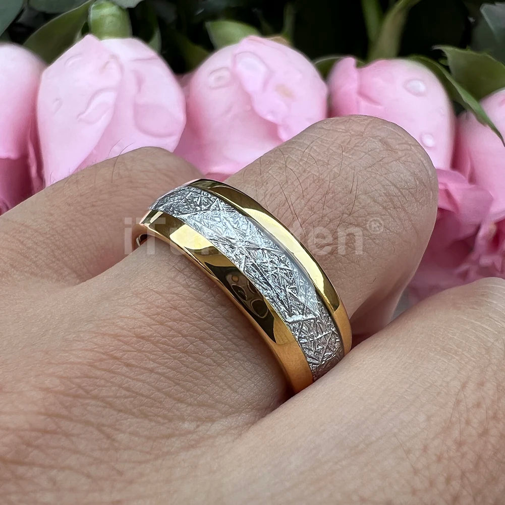 iTungsten 6/8mm Männer Frauen Helle Verlobung Hochzeit Band Wolfram Meteorit Ring Modeschmuck I Love You Graviert