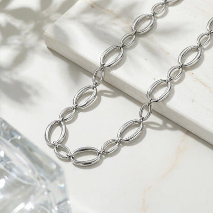 Klobige Gliederkette aus Edelstahl für Damen, vergoldete, dicke ovale Ketten-Choker-Halskette, geometrischer minimalistischer Schmuck