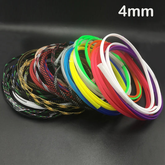 4mm Golden Clear Colorful High Density Mesh Guard RC Car Expandable Nylon Snakeskin Braid PET Protect Sheath Wire Cable Sleeve