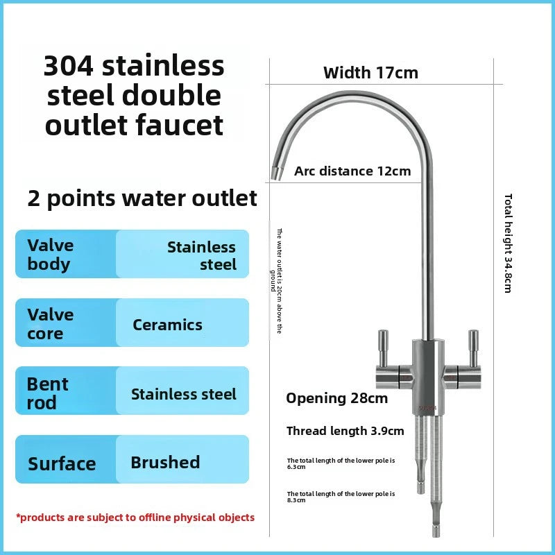 Wasserhahn aus Edelstahl 304, 1/4 Zoll Küchenarmatur, großes, gebogenes, gerades Trinkwasserhahn-Zubehör.