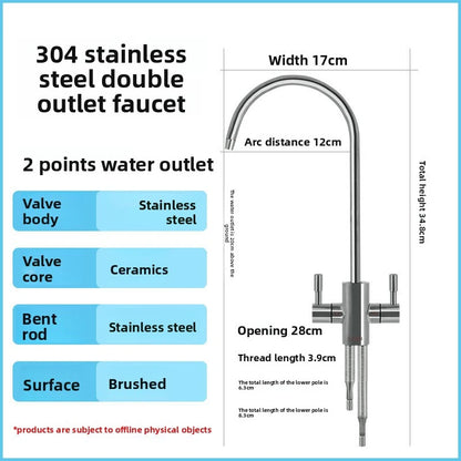 Wasserhahn aus Edelstahl 304, 1/4 Zoll Küchenarmatur, großes, gebogenes, gerades Trinkwasserhahn-Zubehör.