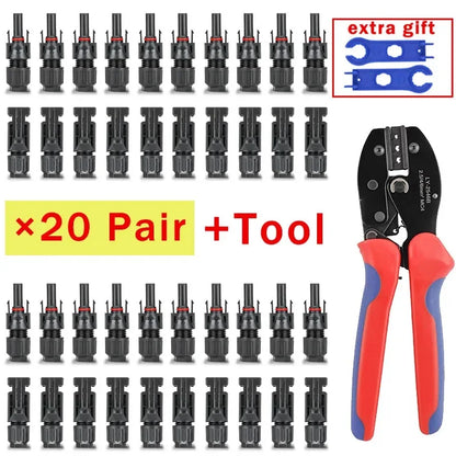 Solarpanel-PV-Kabel-Crimpwerkzeug-Set für AWG14-10 2,5/4/6 mm2 mit Abisolierer, Schneider, Solarschlüssel und Solaranschlüssen