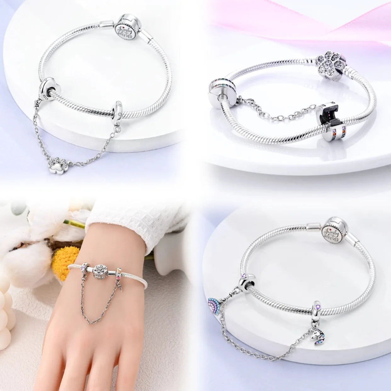 Sicherheitskette Libelle Schmetterling 925er Sterlingsilber Original Marienkäfer Kolibri Charm DIY Schmuckherstellung für Armband Armreif