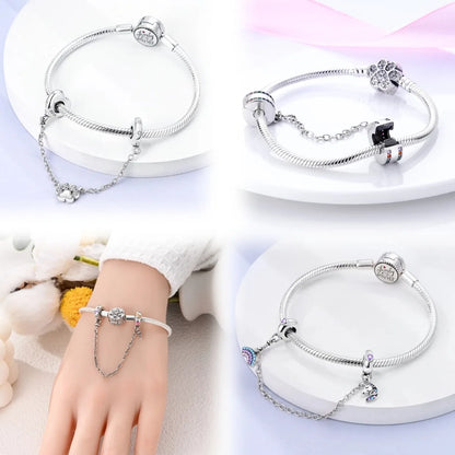 Sicherheitskette Libelle Schmetterling 925er Sterlingsilber Original Marienkäfer Kolibri Charm DIY Schmuckherstellung für Armband Armreif