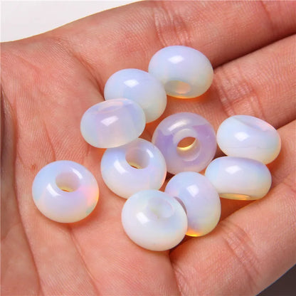Natürliche Stein Große Loch Perle Anhänger Abacus Form Schmuck Zubehör Natürliche Quarz Jade Opal Charme Für Die Herstellung DIY Ohrring