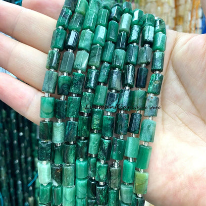 8x12mm Naturstein Grüner Malachit Unregelmäßiger Zylinder Lose Distanzperlen für Schmuckherstellung Diy Armband Charms Zubehör