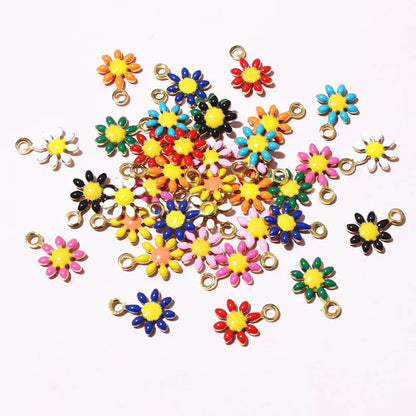 20 Stück 10x7mm kleine Blumen-Charms Anhänger Emaille Edelstahl DIY Schmuck Herstellung Zubehör-Erkenntnisse für Halsketten Ohrringe