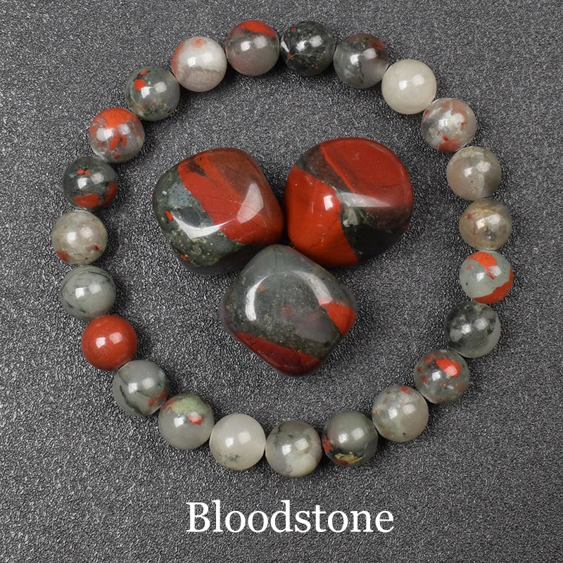 Natürliches Drachenblutstein-Armband aus echten Natursteinen, Perlenarmbänder, Edelsteine, Schmuck für Damen und Herren, echter Blutstein-Jaspis