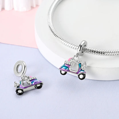 Versilberte bunte Charms-Perlen passen zu Original-Armreif, Einhorn, feuriger Drache, Anhänger, baumelndes Armband, DIY-Frauen-Schmuck, Geschenk