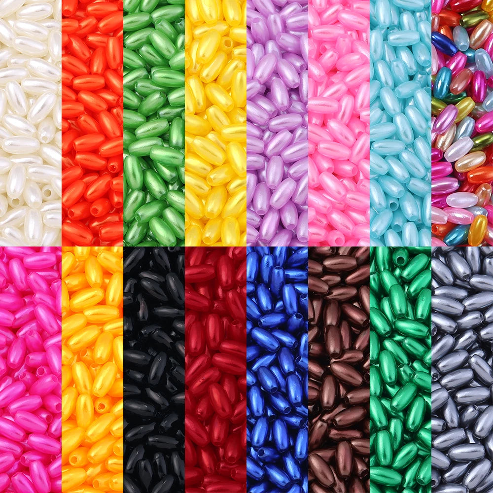 100–200 Stück ovale Reis-Imitationsperlen für Schmuckherstellung, Nähen, Kleidungsstück, Acryl-Abstandsperlen, DIY-Armband, Halskette