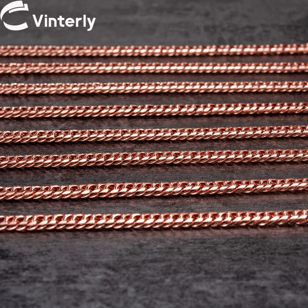 Vinterly Lange Halskette mit kubanischer Kette für Männer und Frauen, rotes Kupfer, verstellbar, 20/22 Zoll, gedrehte Halsketten, kratzfester Kettenschmuck