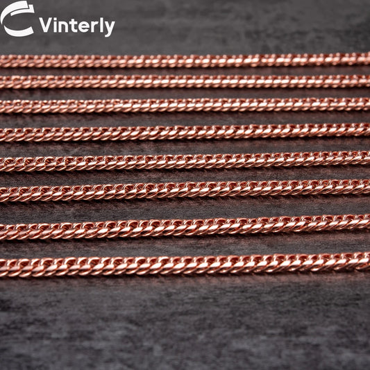 Vinterly Lange Halskette mit kubanischer Kette für Männer und Frauen, rotes Kupfer, verstellbar, 20/22 Zoll, gedrehte Halsketten, kratzfester Kettenschmuck